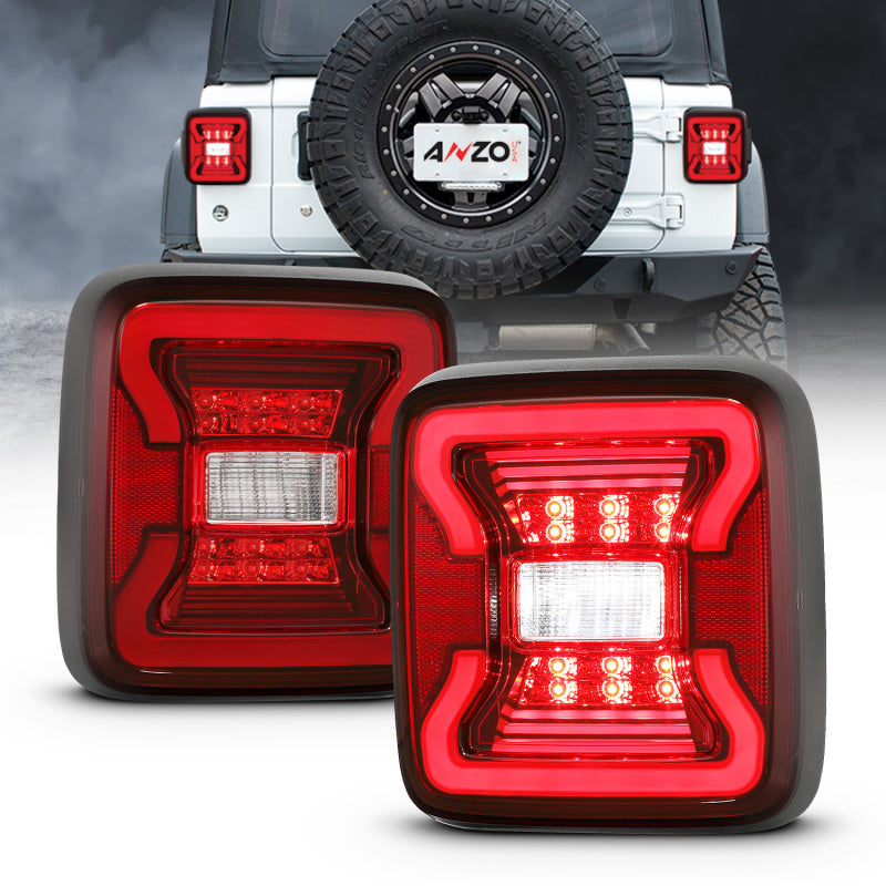 ANZO 18-19 Jeep Wrangler JL LED Taillights Black 311295 311295 Photo - Primary