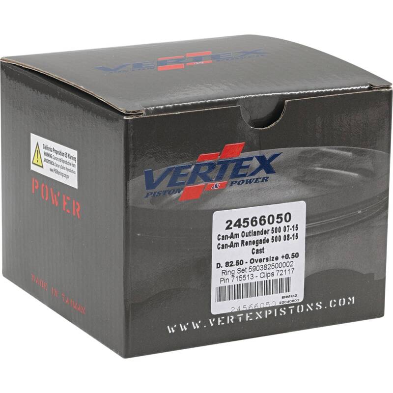 Vertex Pistons Vertex Piston 07-15 Can-Am Outlander 500 4x4 500cc +0.50mm Oversized Cast Replica Piston Kit 24566050 24566050 Photo - Primary