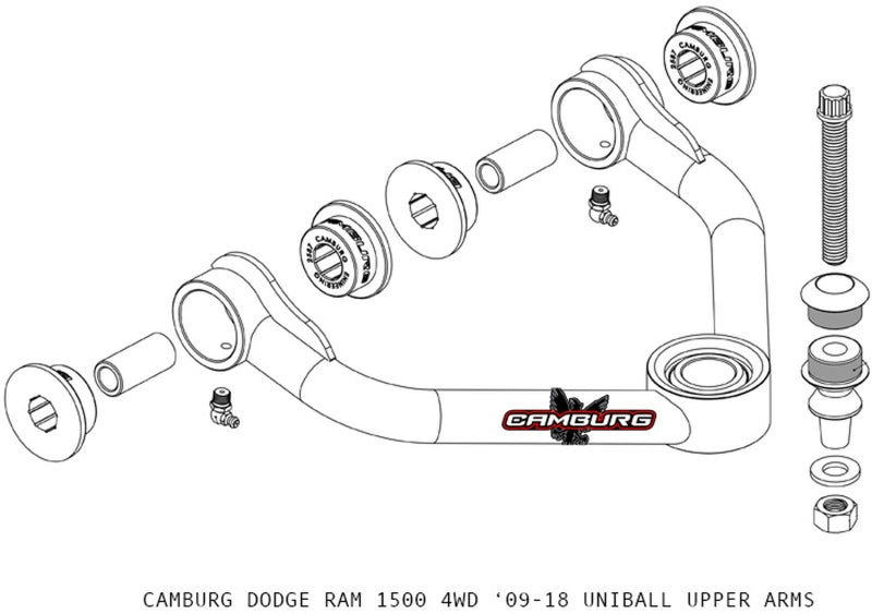 Camburg Dodge RAM 1500 (DS) 4WD 09-21 1.25in Performance Uniball Upper Arms (w/ covers) CAM-810001 CAM-810001 Photo - out of package