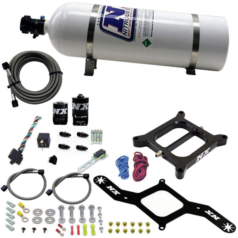 Nitrous Express 4150 RNC Conventional Nitrous Plate Kit w/.375in Solenoid w/15lb Bottle 55140-15 55140-15 Photo - Primary