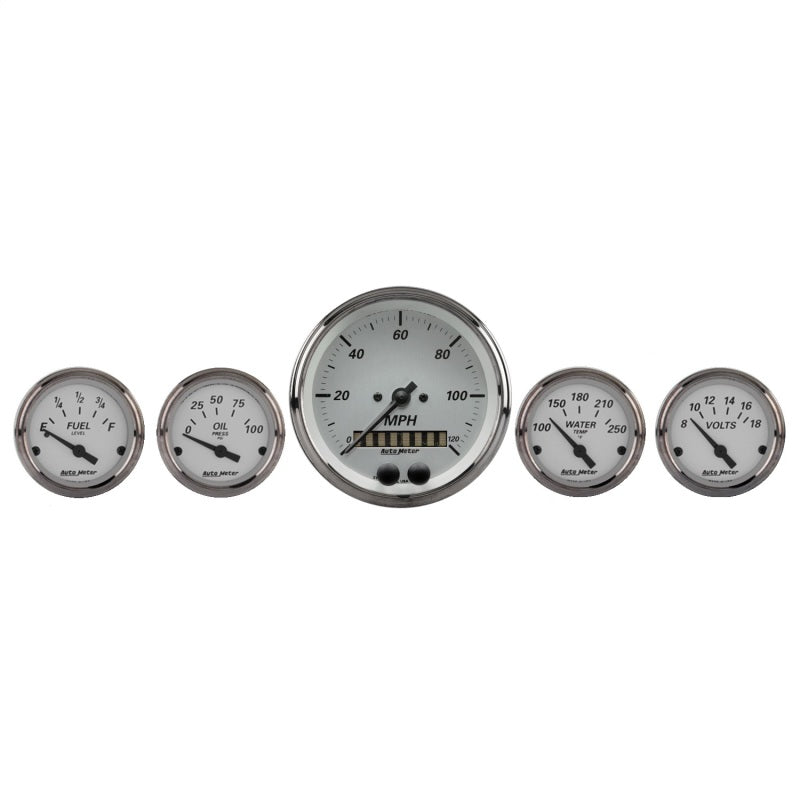 Autometer Gauge Kit, 5 PC., 3 3/8" & 2 1/16", Gps Speedometer, American Platinum 1950 Photo - Primary