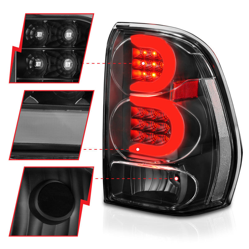 ANZO 2002-2009 Chevrolet Trailblazer LED Tail Lights w/ Light Bar Black Housing Clear Lens 311371 311371 Photo - Unmounted