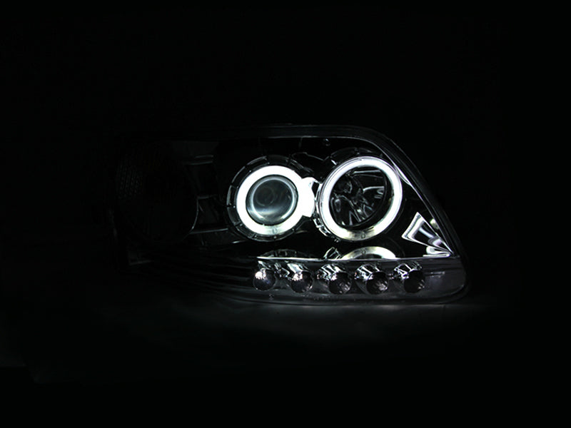 Anzo 1997.5-2003 Ford F-150 Projector Headlights w/ Halo Chrome 1pc 111054 Photo - Mounted