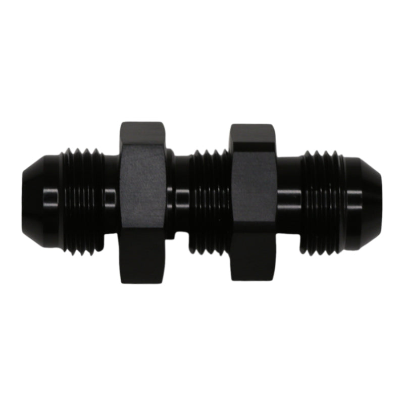 DeatschWerks 8AN Male Flare to 8AN Male Flare Bulkhead Adapter (Incl Nut) - Anodized Matte Black 6-02-0709-B 6-02-0709-B Photo - Primary