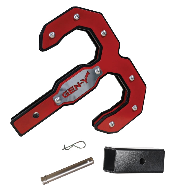 GEN-Y Hitch Gen-Y Hulk 2.0 16K Tow Hook 2in Shank w/GH-009 Reducer Sleeve/GH-099 Pin/GH-011 Clip - Black/Red GH-0071-R GH-0071-R Photo - Primary