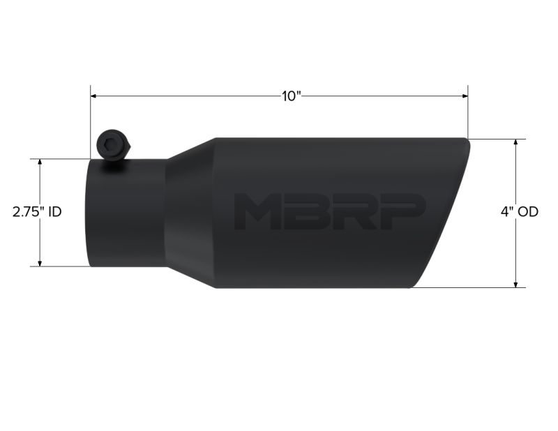 MBRP Tip, 4" O.D. Angled Rolled End 2 3/4" Inlet 10" Length,Black T5157BLK Photo - Close Up