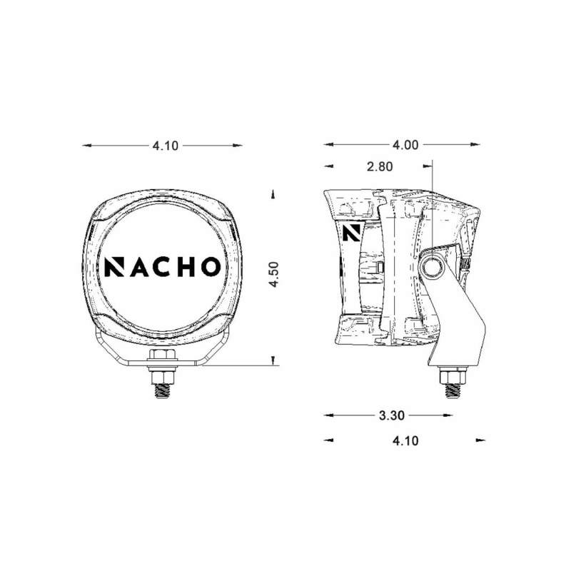 ARB NACHO Quatro Spot 4in. Offroad LED Light - Pair PM431 PM431 Technical Drawing