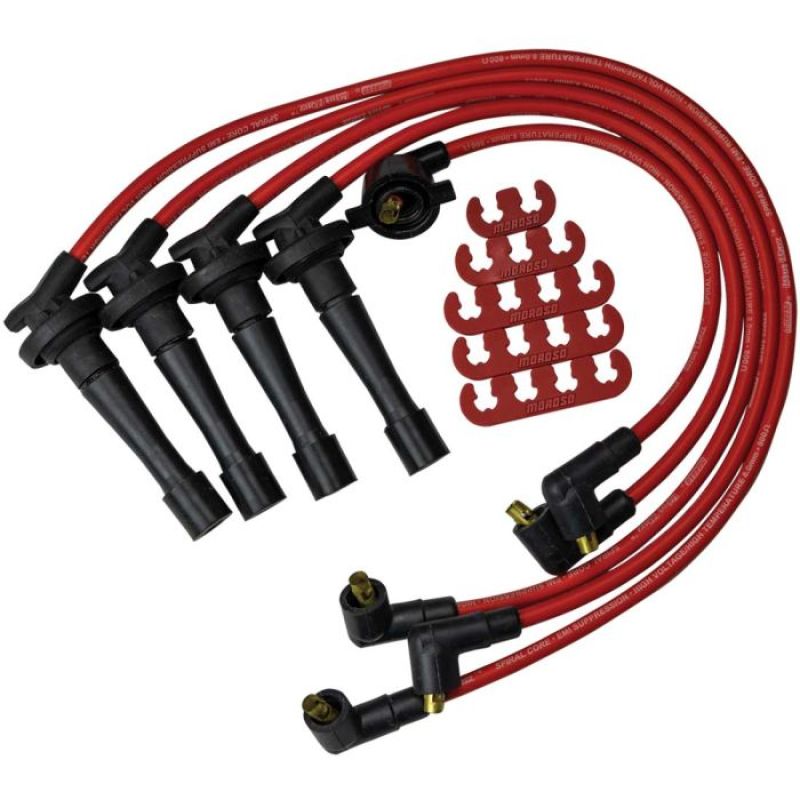 Moroso Custom Ignition Wire Set - Blue Max - Spiral Core - Colored High Temp Wire Separators - Red 72680 72680 User 1