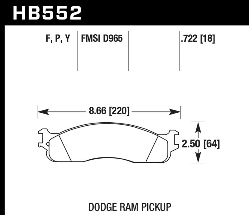 Hawk Disc Brake Pad HB552P.722 Photo - Primary