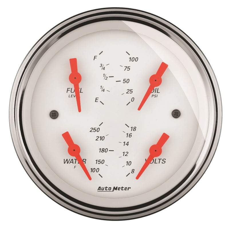 AutoMeter Gauge Quad 3-3/8in. 0 Ohm(e) to 90 Ohm(f)Elec Arctic White 1314 1314 Photo - Primary
