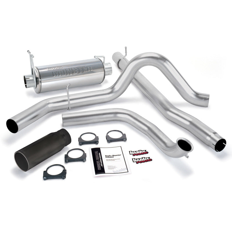 Banks Power 99 Ford 7.3L Truck w/Cat Conv Monster Exhaust System - SS Single Exhaust w/ Black Tip 48655-B 48655-B Photo - Primary