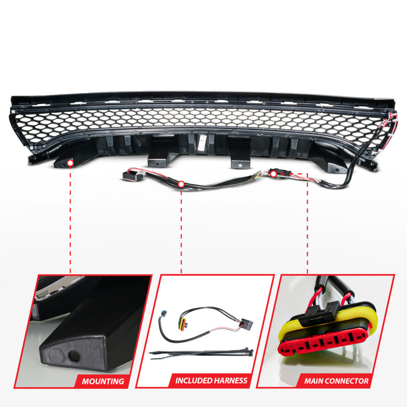 ANZO 15-23 Dodge Charger Black LED Grille w/ Initiation & Running Light/DRL Bar 901028 901028 Photo - Unmounted