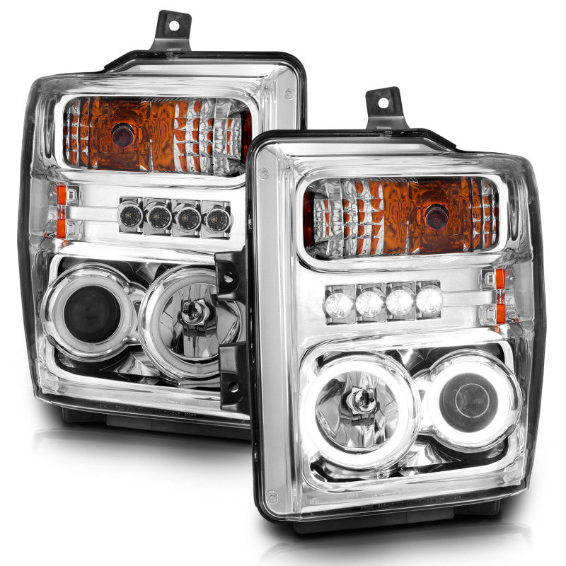 Anzo 2008-2010 Ford F-250 Projector Headlights w/ Halo Chrome (CCFL) 111167 Photo - Primary