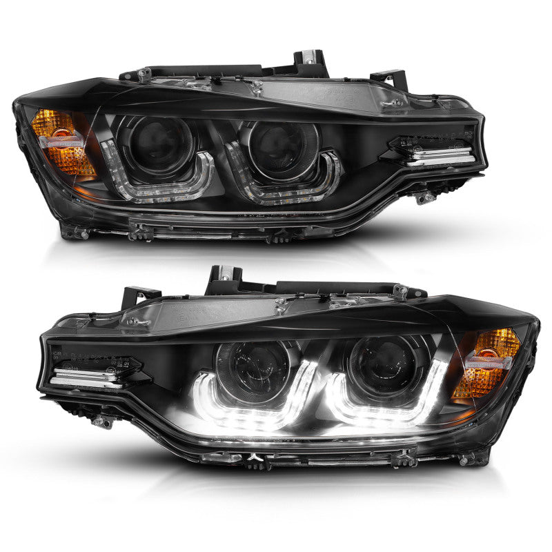 Anzo 2012-2015 BMW 3 Series Projector Headlights w/ U-Bar Black 121504 Photo - Unmounted