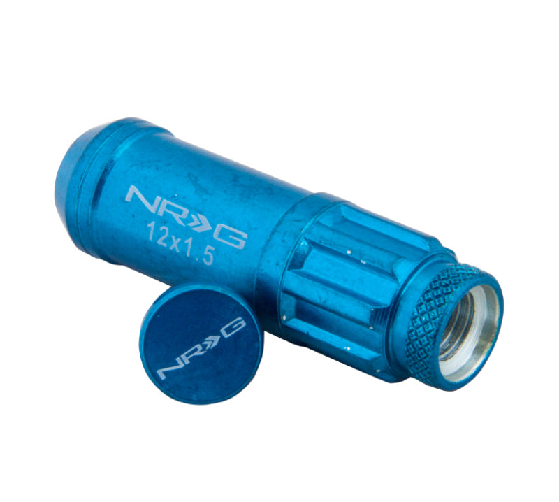 NRG NEW Steel Lug Nut w/ Dust Cap Cover M12 x 1.5 Set 21 pc Blue w/ Locks LN-LS700BL-21 Photo - Primary