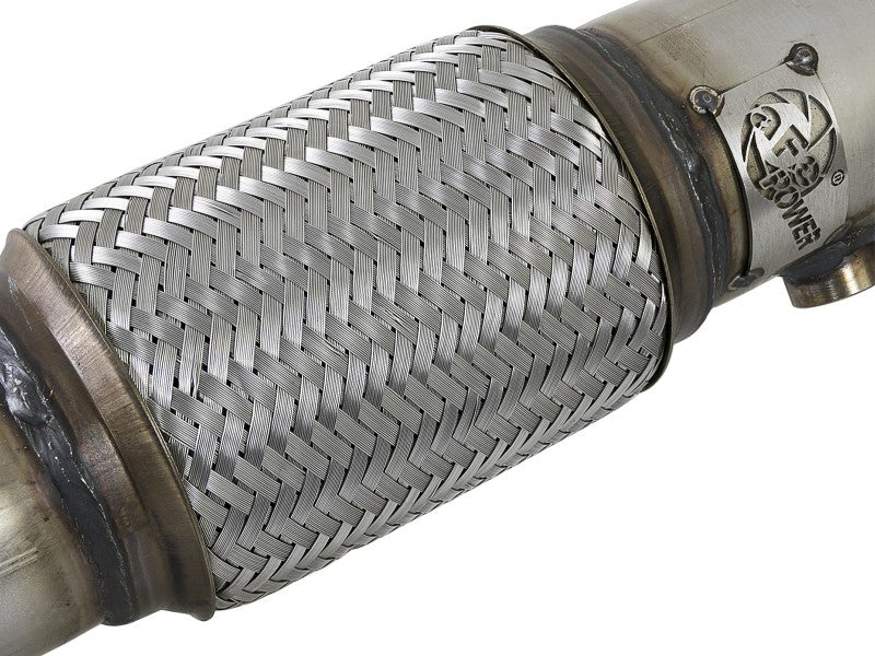 aFe Power Twisted Steel SS304 Downpipe 2.5in w/Cat 17-18 Hyundai Elantra L4-1.6L (t) 48-37001-1HC 48-37001-1HC Photo - Close Up