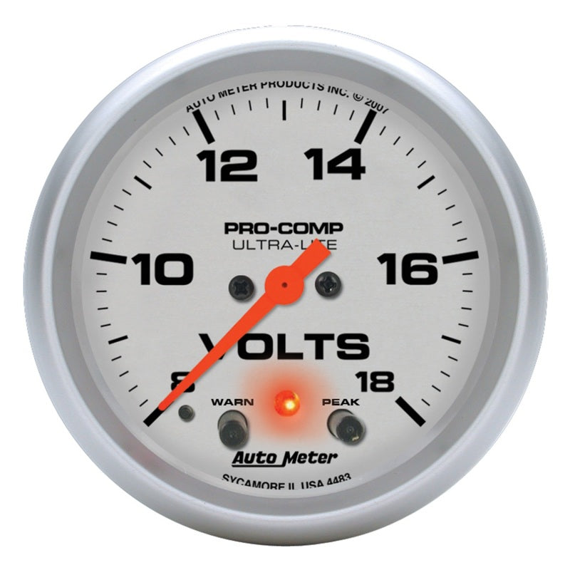 Autometer Gauge, Voltmeter, 2 5/8", 18V, Digital Stepper Motor w/Peak & Warn 4483 Photo - Primary