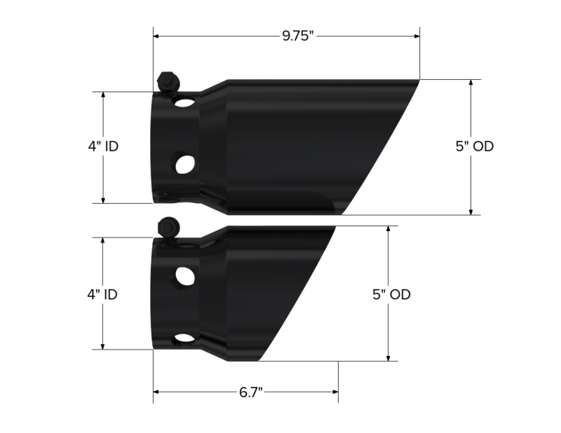MBRP 2008+ Ford F250/350/450 6.4 L 4 inlet 5 Tip Cover Set - 6.75in and 9.75in Length - Black T5111BLK T5111BLK Line Art