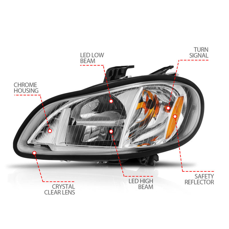 ANZO 2002-2014 Freightliner M2 LED Crystal Headlights Chrome Housing w/ Clear Lens (Pair) 131031 131031 Photo - Unmounted