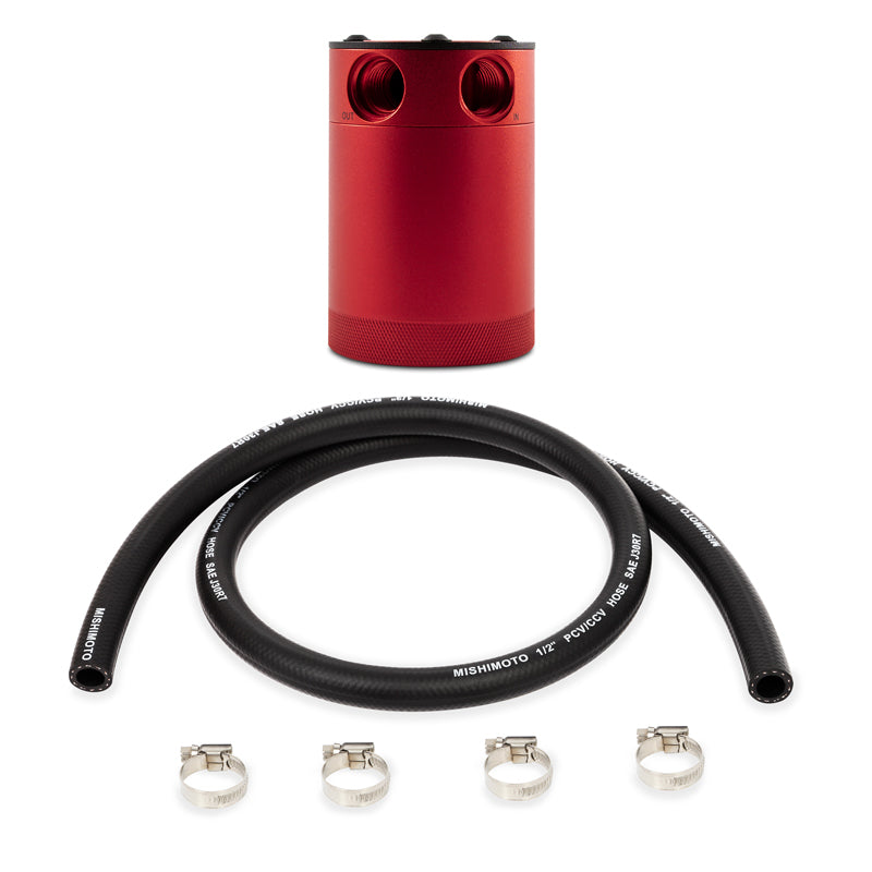Mishimoto Assembled Universal 2-Port Catch Can Red w/ Hose MMBCC-CBTWO-RDH MMBCC-CBTWO-RDH Photo - Primary