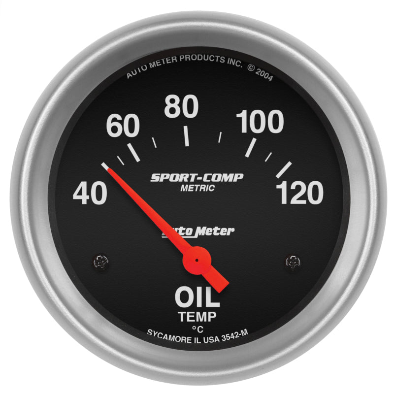 Autometer Gauge, Oil Temp, 2 5/8", 40-120 deg. F, Electric, Sport-Comp 3542-M Photo - Primary