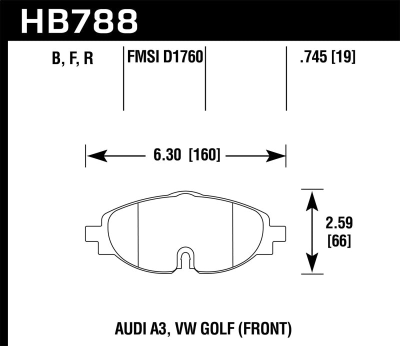 Hawk Performance Hawk 15-17 VW Golf / Audi A3/A3 Quattro Performance Ceramic Street Front Brake Pads HB788Z.745 HB788Z.745 Photo - Primary