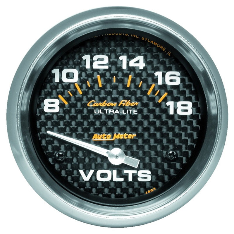 Autometer Gauge, Voltmeter, 2 5/8", 18V, Electric, Carbon Fiber 4891 Photo - Primary
