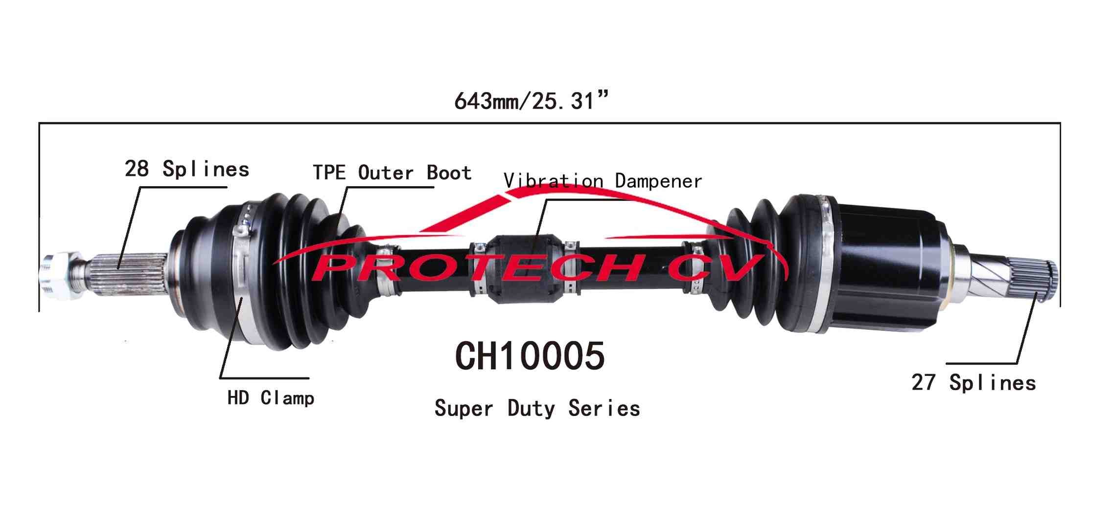 Protech CV CV Axle Assembly CH10005