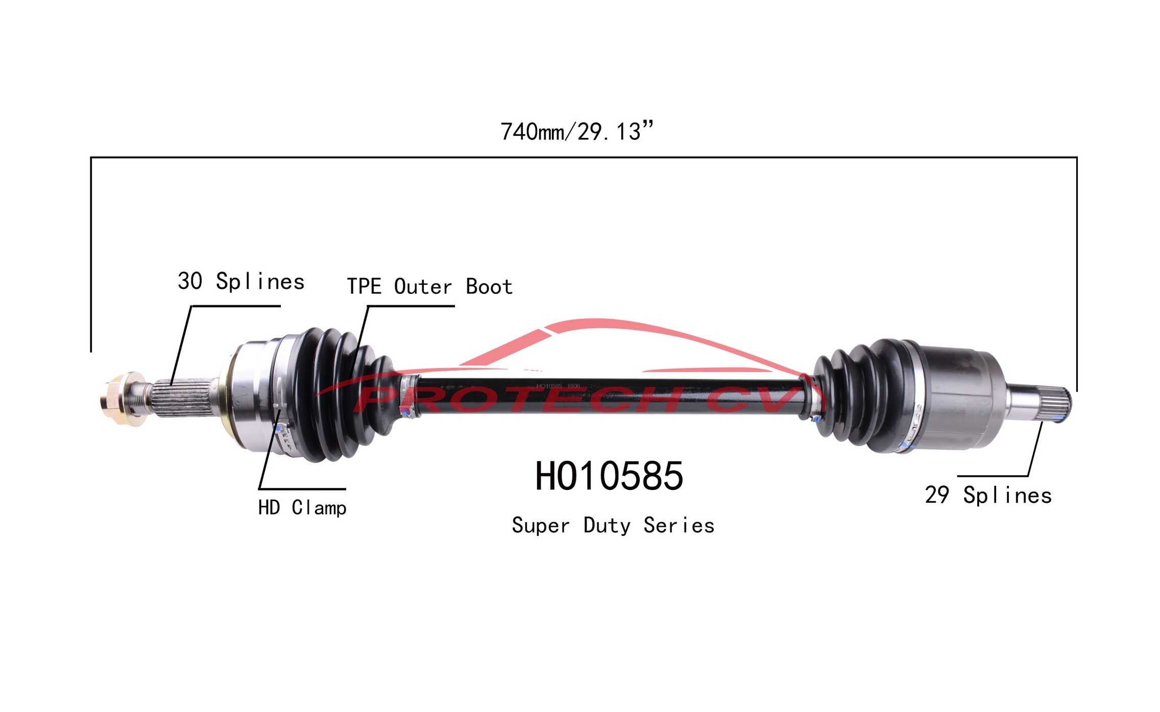 Protech CV CV Axle Assembly HO10585