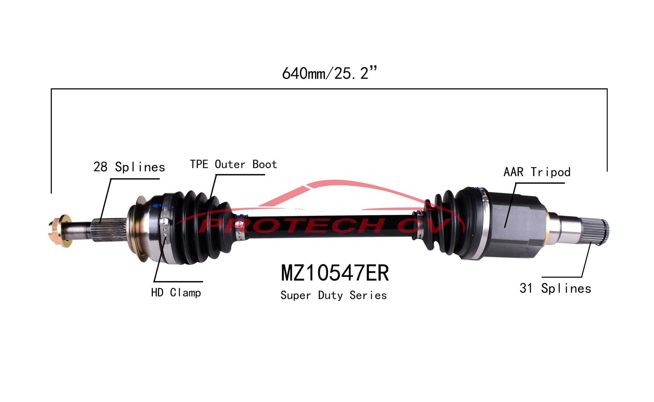 Protech CV CV Axle Assembly MZ10547ER