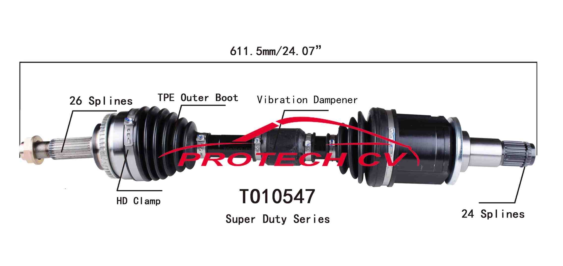 Protech CV CV Axle Assembly TO10547