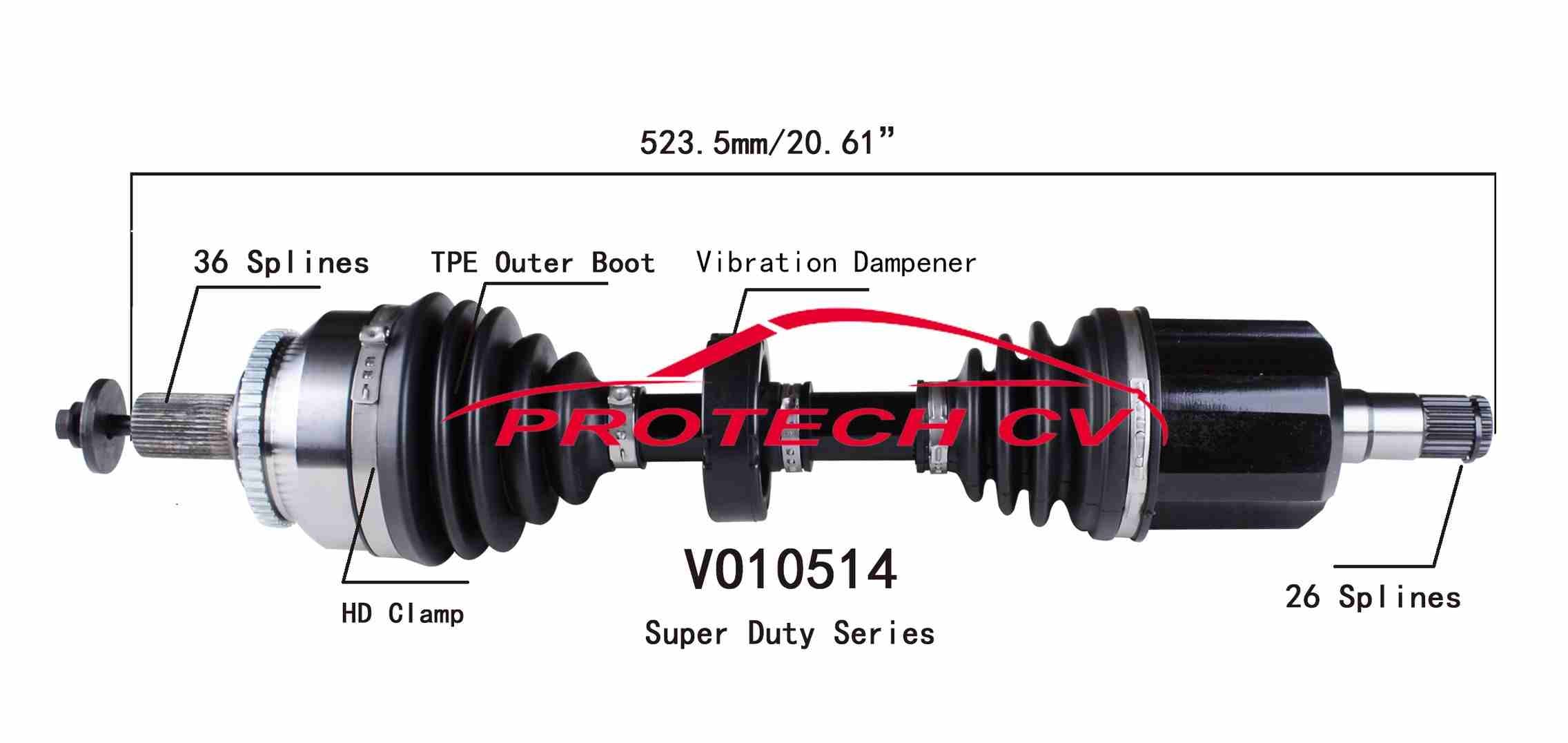 Protech CV CV Axle Assembly VO10514