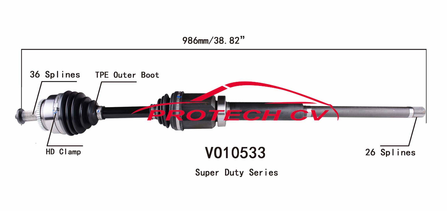 Protech CV CV Axle Assembly VO10533