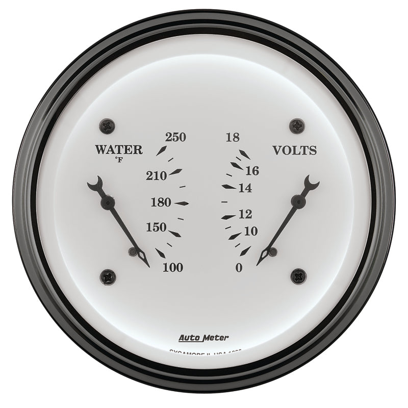 AutoMeter Gauge Dual Wtmp & Volt 3-3/8in. 250 Deg. F & 18V Elec Old Tyme White 1630 1630 User 2