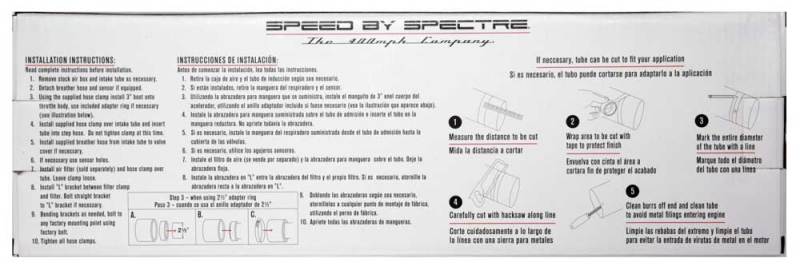 Spectre Universal Intake Tube Kit 3in. - Aluminum - Black 8219K 8219K Photo - in package