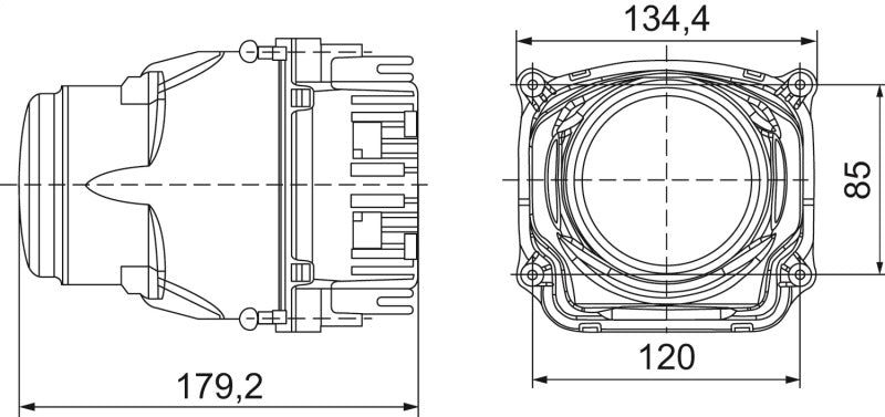 Hella 90mm Bi-LED High - Low Beam 2nd Gen (SAE) Module 012758121 012758121 Technical Drawing