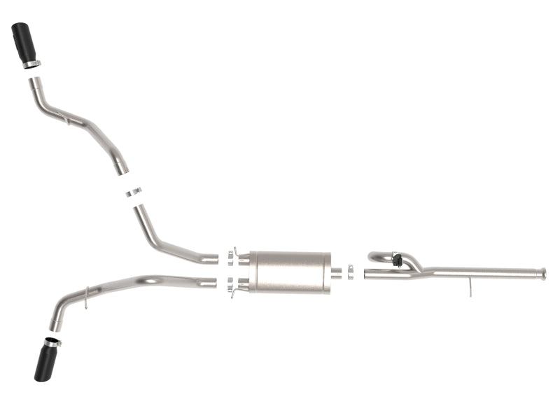 aFe Gemini XV 3in 304 SS Cat-Back Exhaust w/ Cutout 14-19 GM Trucks 4.3L/5.3L w/ Black Tips 49-34132-B 49-34132-B Photo - Unmounted
