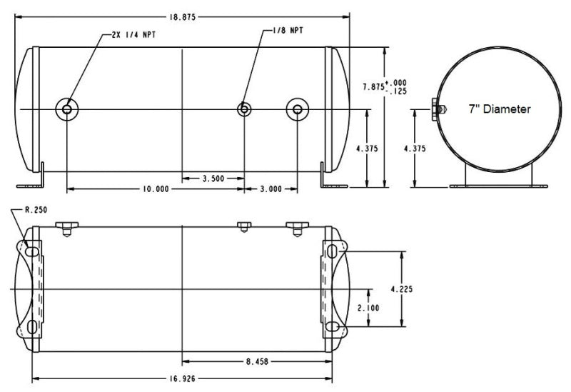 Ridetech Air Tank 3 Gallon Aluminum w/ 2- 1/4in Ports and 1- 1/8in Port 31913100 31913100 User 1