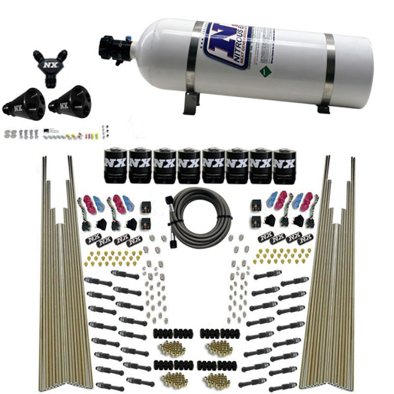 Nitrous Express 8 Cyl Dry Direct Port Four Stage 8 Solenoids Nitrous Kit (200-600HP) w/15lb Bottle 93306-15 93306-15 Photo - Primary