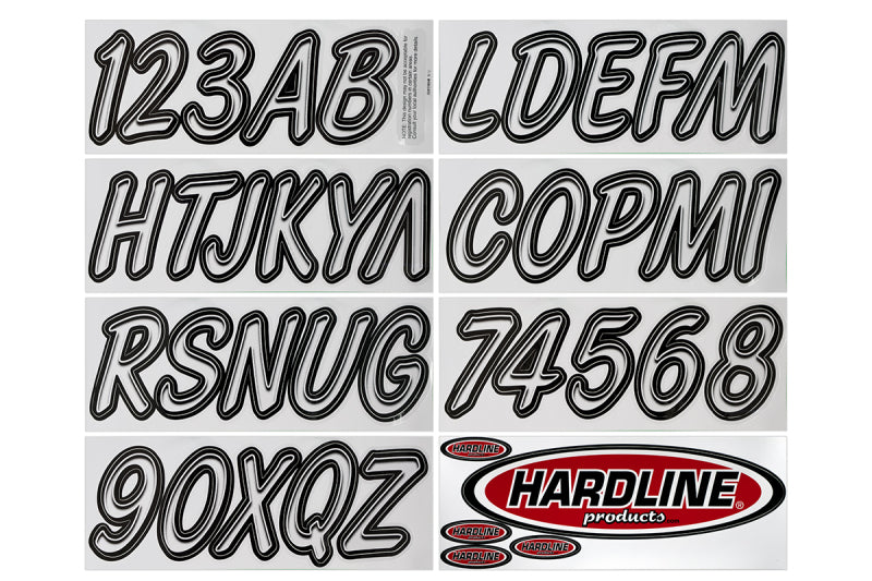 Hardline Boat Lettering Registration Kit 3 in. - 400 White/Black WHBKG400 WHBKG400 Photo - Primary