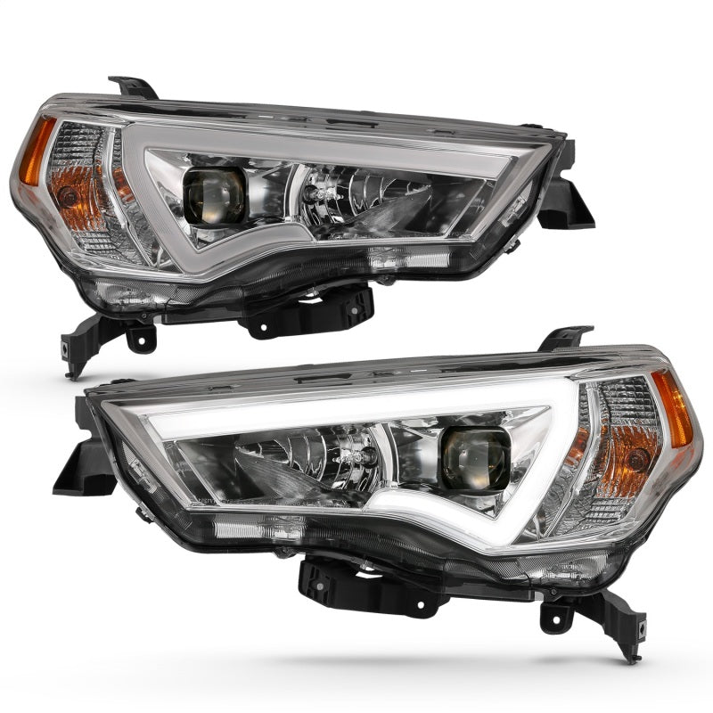 ANZO 14-18 Toyota 4 Runner Plank Style Projector Headlights Chrome w/ Amber 111417 111417 Photo - Unmounted
