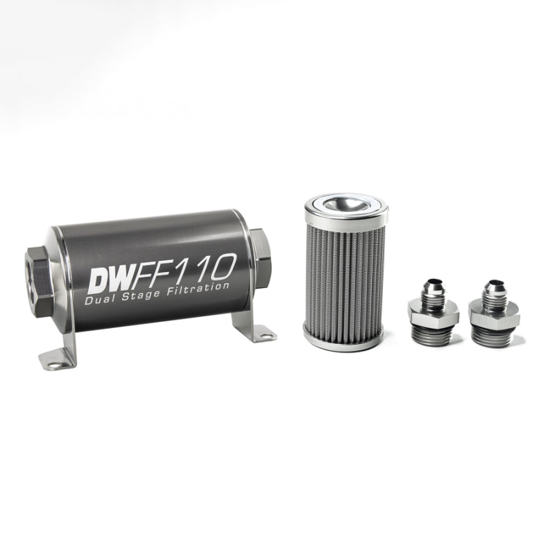 DeatschWerks '-6AN, 100 micron, 110mm In-line fuel filter kit 8-03-110-100K-6 Photo - Primary