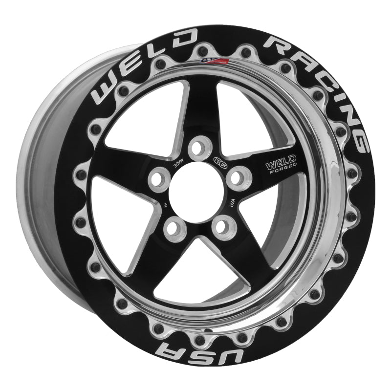 Weld S71 15x10.33 / 5x4.5 BP / 6.5in. BS Black Wheel (Low Pad) - Black Single Beadlock MT 71LB510A65F 71LB510A65F Photo - Primary