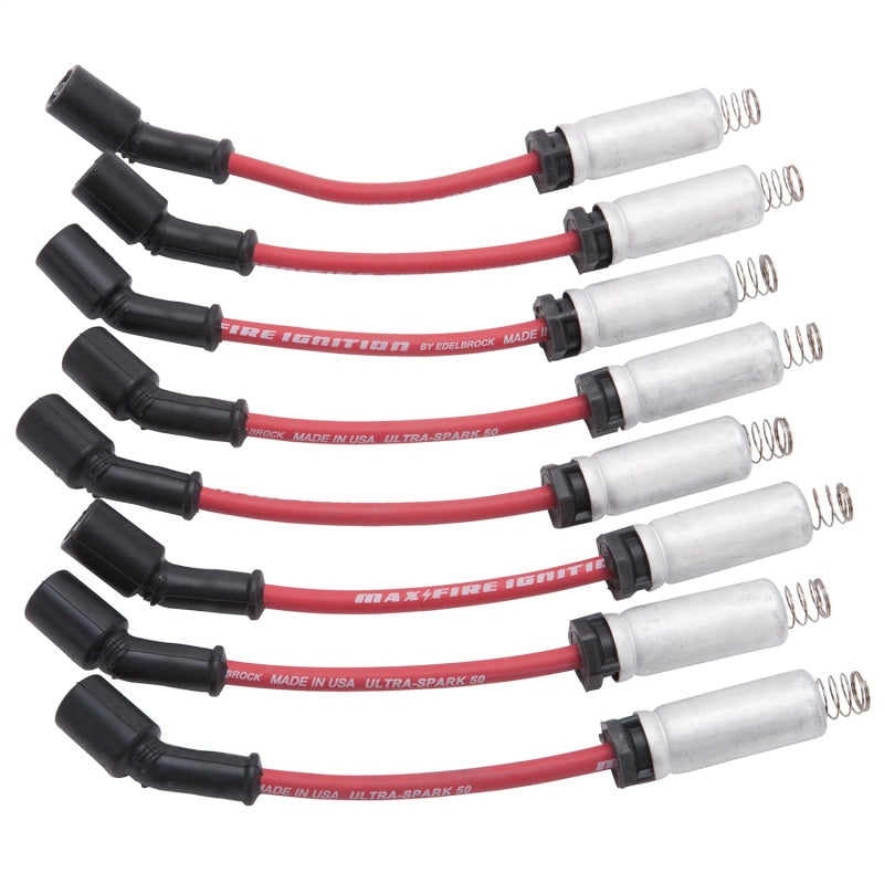 Edelbrock Spark Plug Wire Set Ls Kit w/ Metal Sleeves 99-15 50 Ohm Resistance Red Wire (Set of 8) 22715 22715 Photo - Primary