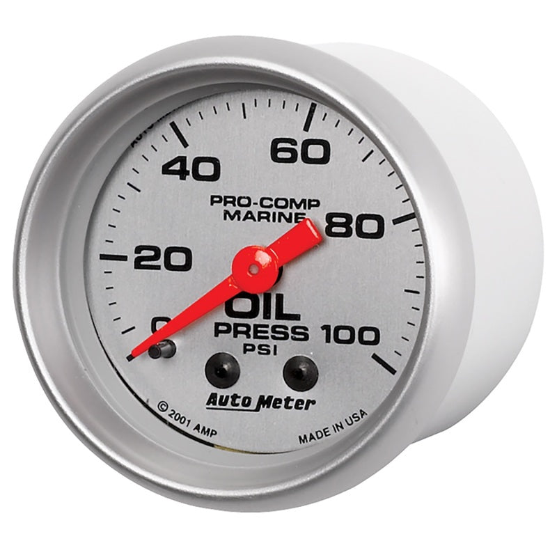 Autometer Gauge, Oil Pressure, 2 1/16", 100psi, Mechanical, Marine Silver 200790-33 User 2