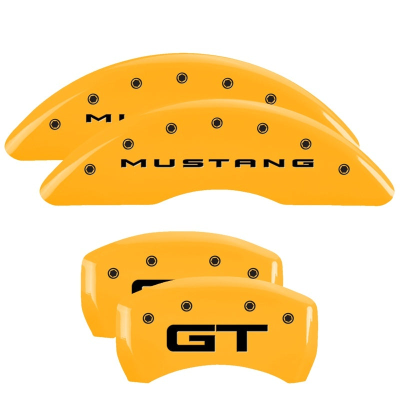 MGP 4 Caliper Covers Engraved Front 2015/Mustang Engraved Rear 2015/GT Yellow finish black ch 10201S2MGYL 10201S2MGYL Photo - Primary