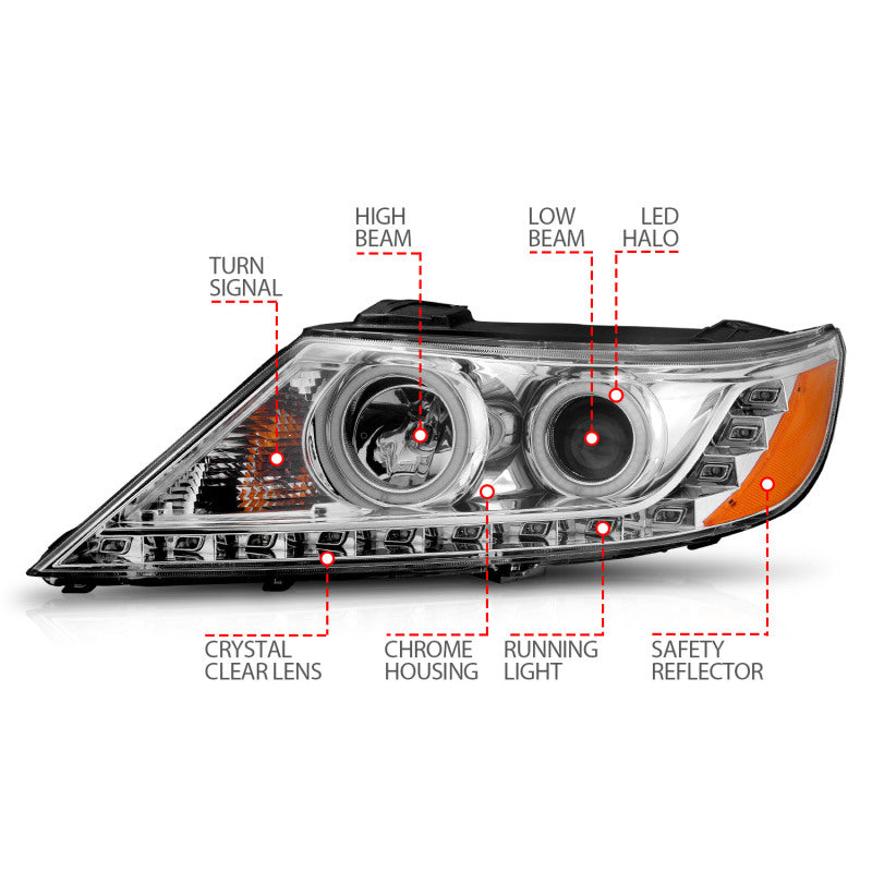 Anzo 2011-2013 Kia Sorento Projector Headlights w/ Halo Chrome (CCFL) 111249 User 4