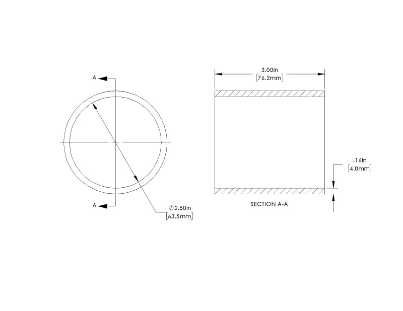 aFe POWER Universal Products Coupler Kit 2-1/2in ID x 3in L - Black 59-00215 59-00215 Technical Drawing