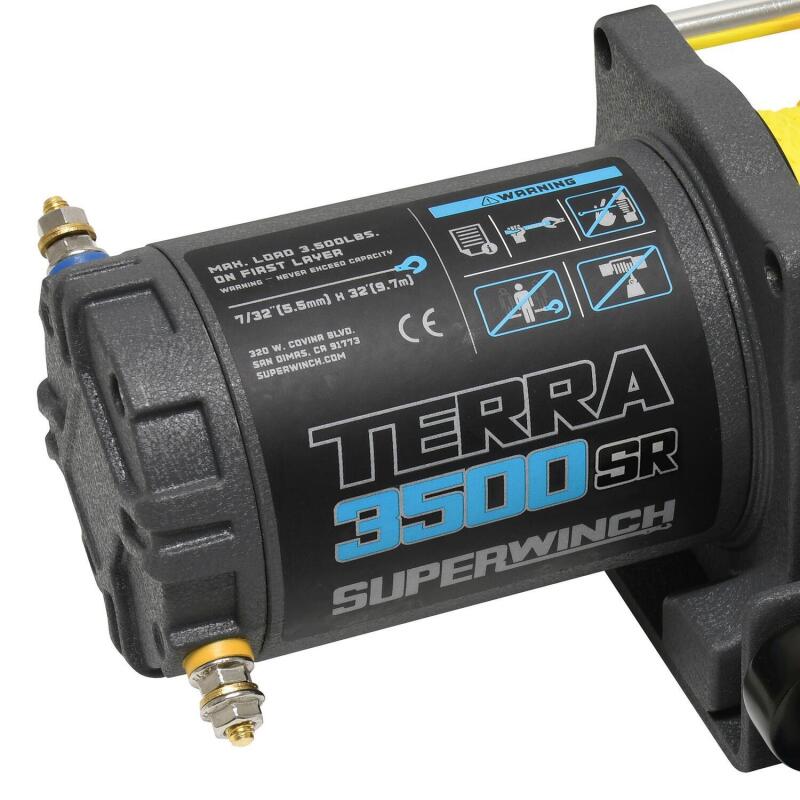 Superwinch 3500 LBS 12V DC 7/32in x 32ft Synthetic Rope Terra 3500SR Winch - Gray Wrinkle 1135270 1135270 Photo - Close Up