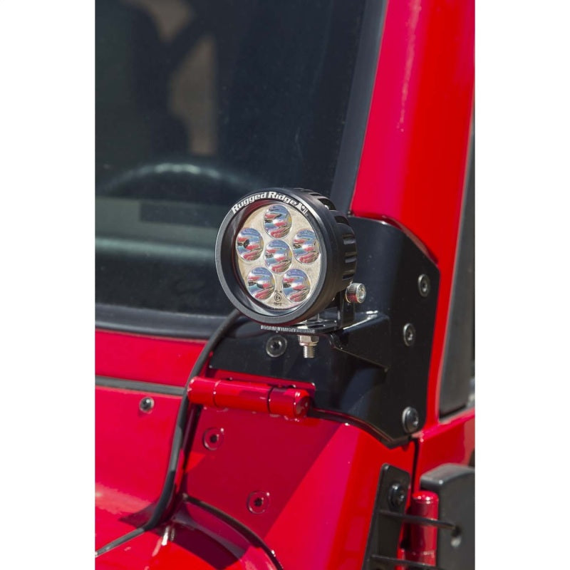 Rugged Ridge 97-06 Jeep Wrangler TJ Windshield Hinge Light Brackets Black 11027.02 11027.02 Photo - Mounted